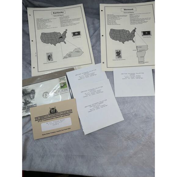 Kentucky Vermont Stamp Album Sheets Stamps Mounts Historical Collections Stamp - Picture 1 of 10